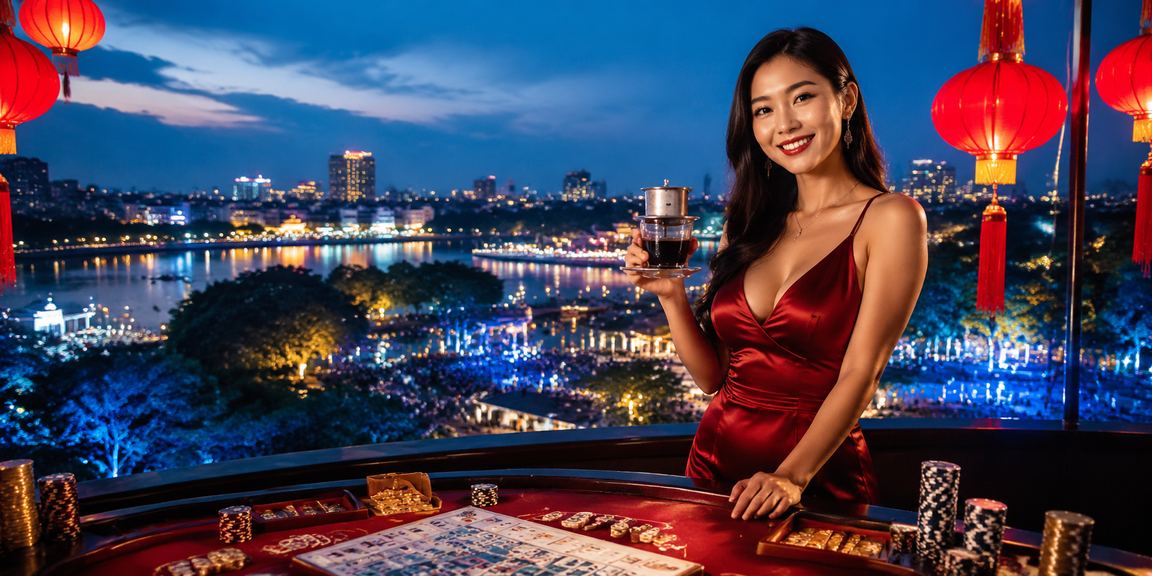Người chơi Hà Nội thưởng thức card game bên ly cà phê buổi tối